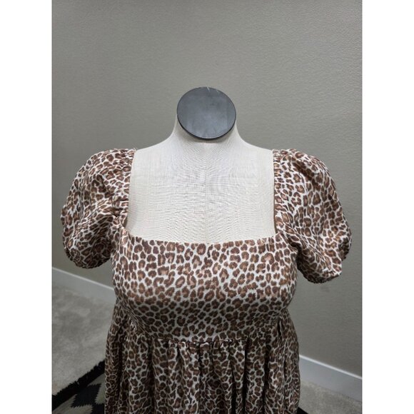 J.Crew Leopard Print Puff Sleeve Smocked Dress Size 12 - Picture 3 of 14